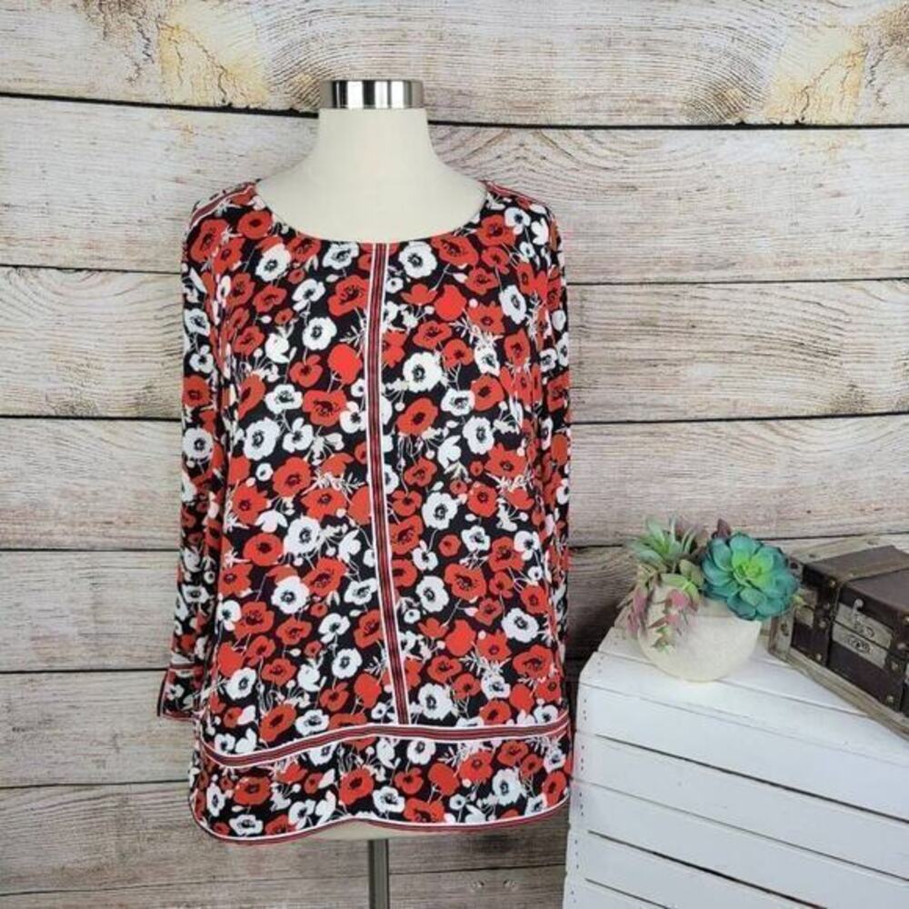 5/$25 Jones New York Women's Floral Polyester Long Sleeve Top Size Large